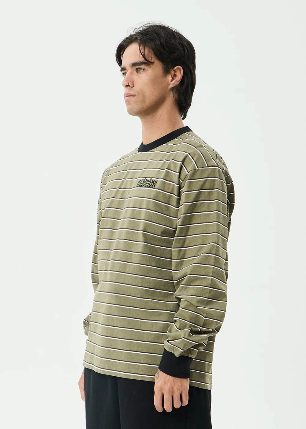 Altitude - Recycled Boxy Long Sleeve Tee - AfendsM262062-STONE STRIPE-XS