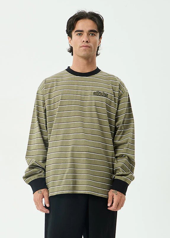 Altitude - Recycled Boxy Long Sleeve Tee - AfendsM262062-STONE STRIPE-XS
