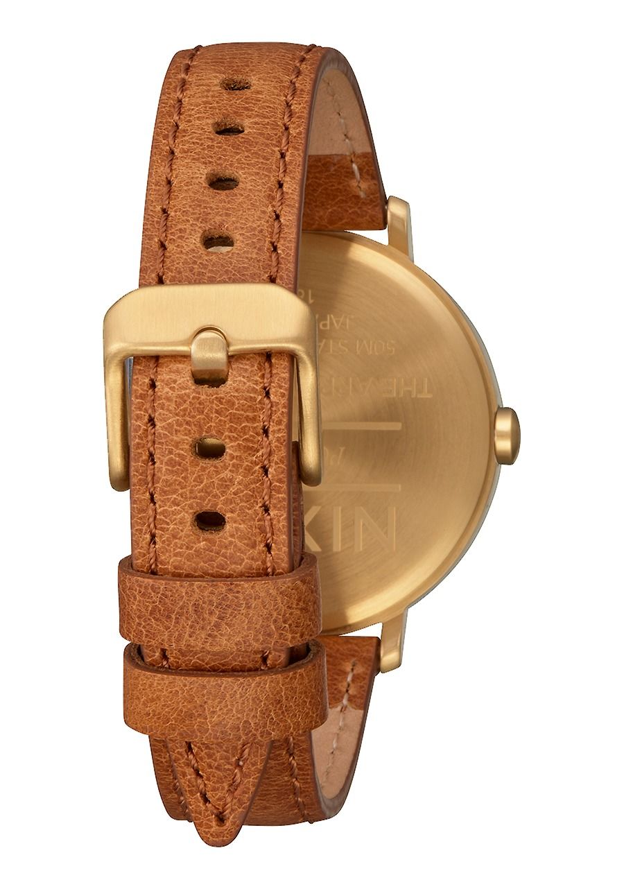 Arrow Leather Watch - Nixon3608700869988 - Gold/White/Saddle