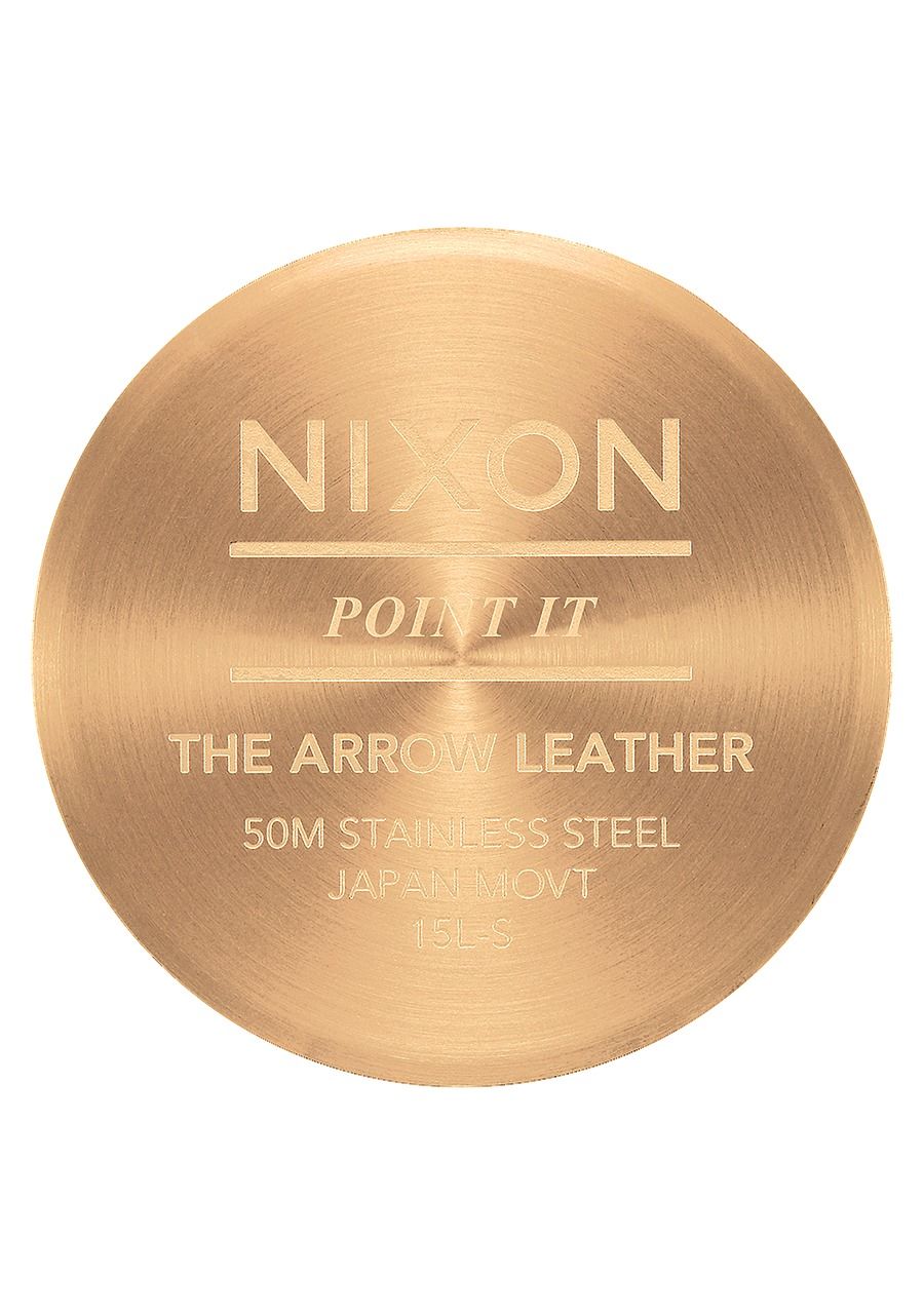 Arrow Leather Watch - Nixon3608700869988 - Gold/White/Saddle