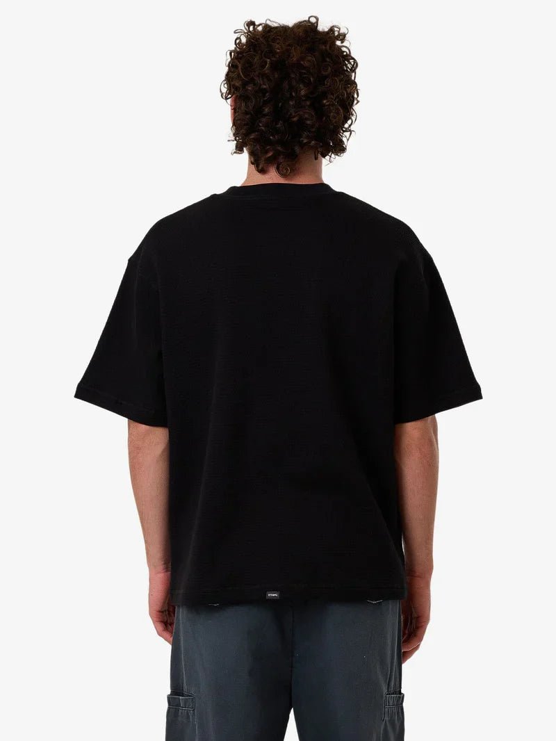 Arts & Industrial Box Fit O/S Waffle Tee - ThrillsTA25 - 110B - Black - L