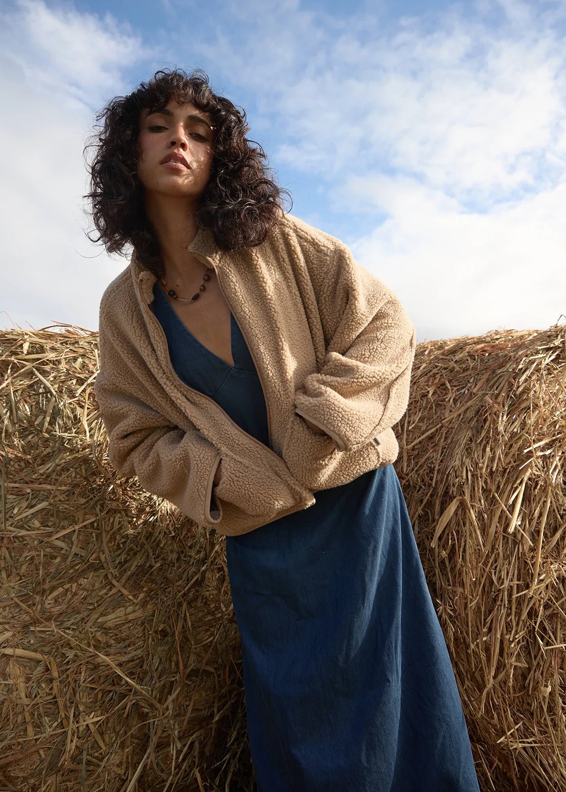 Berlin Check - Reversible Recycled Polar Fleece Jacket - AfendsW262581-ALMOND-XS