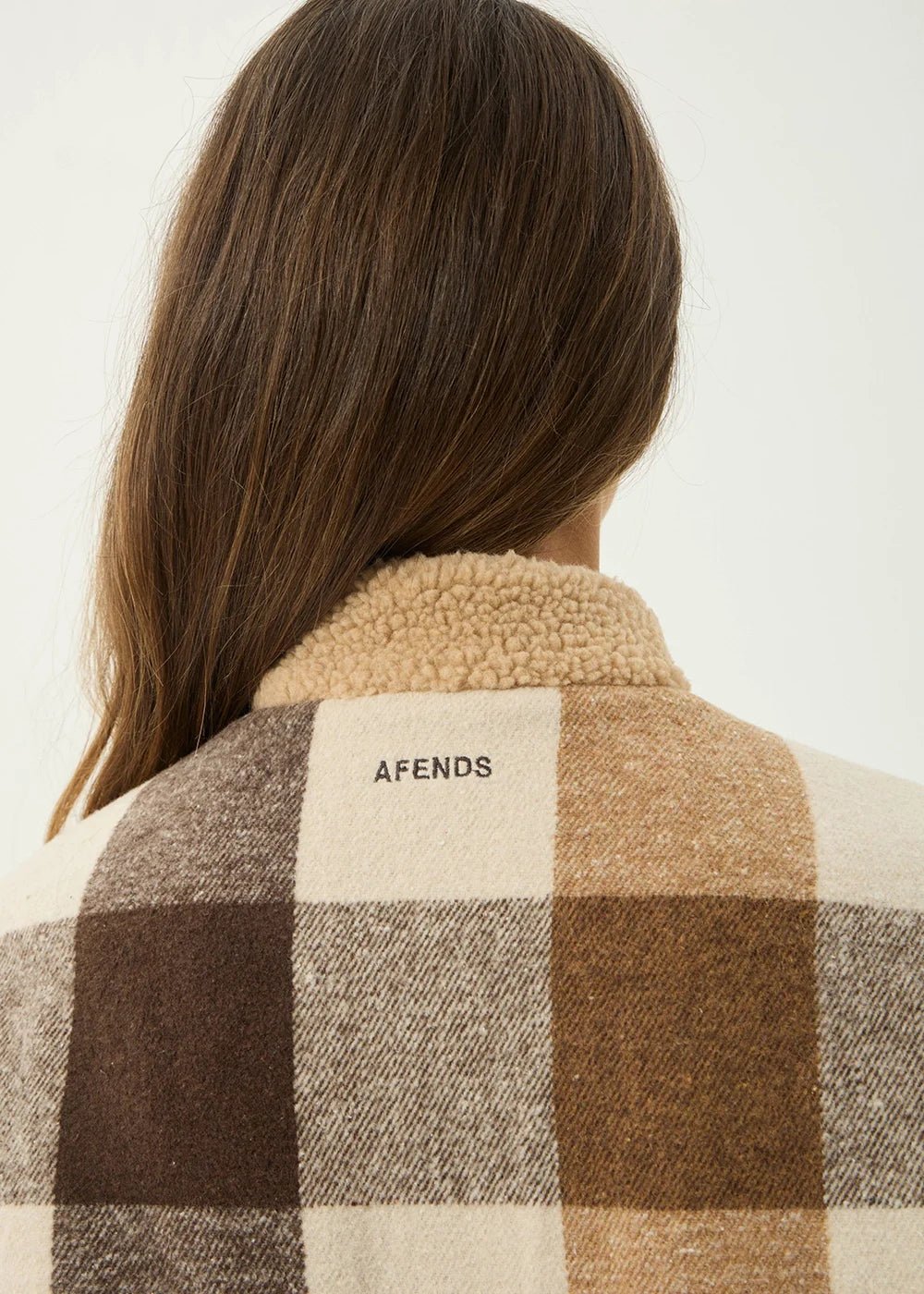 Berlin Check - Reversible Recycled Polar Fleece Jacket - AfendsW262581-ALMOND-XS