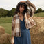 Berlin Check - Reversible Recycled Polar Fleece Jacket - AfendsW262581-ALMOND-XS