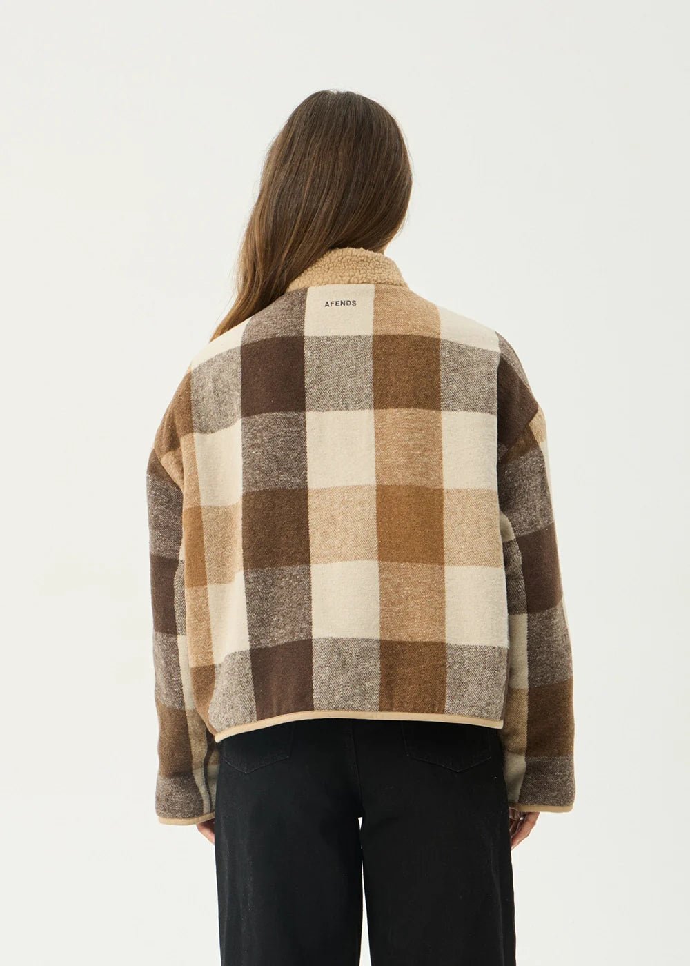 Berlin Check - Reversible Recycled Polar Fleece Jacket - AfendsW262581-ALMOND-XS