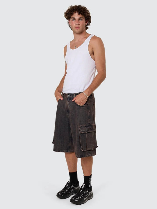 Big Slacker Denim Cargo Short - Berry Black