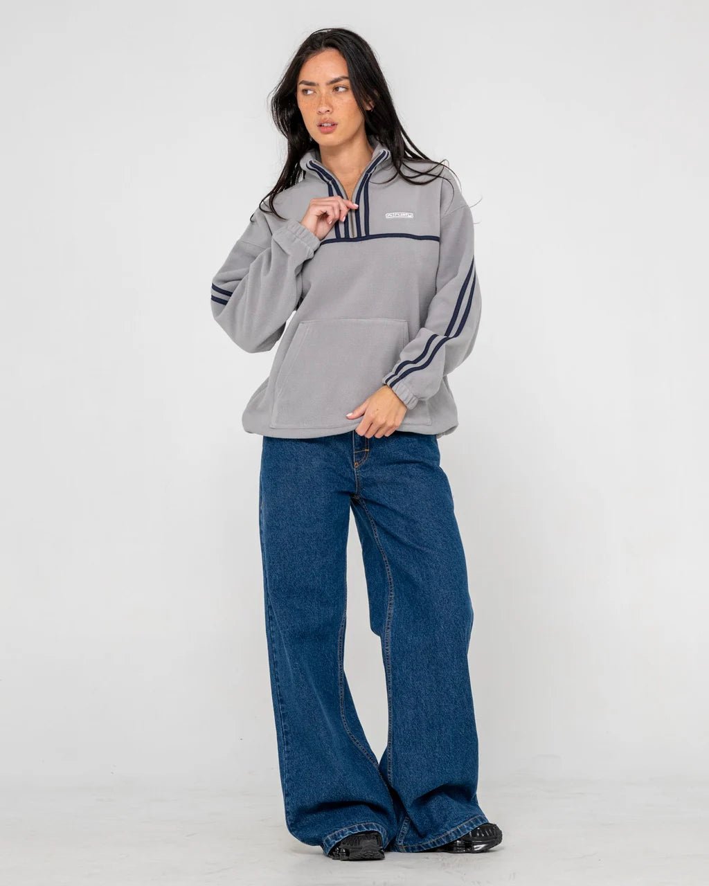 BIND ME UP CONTRAST POLAR FLEECE - RustyFTL0891-GREY / NAVY-06