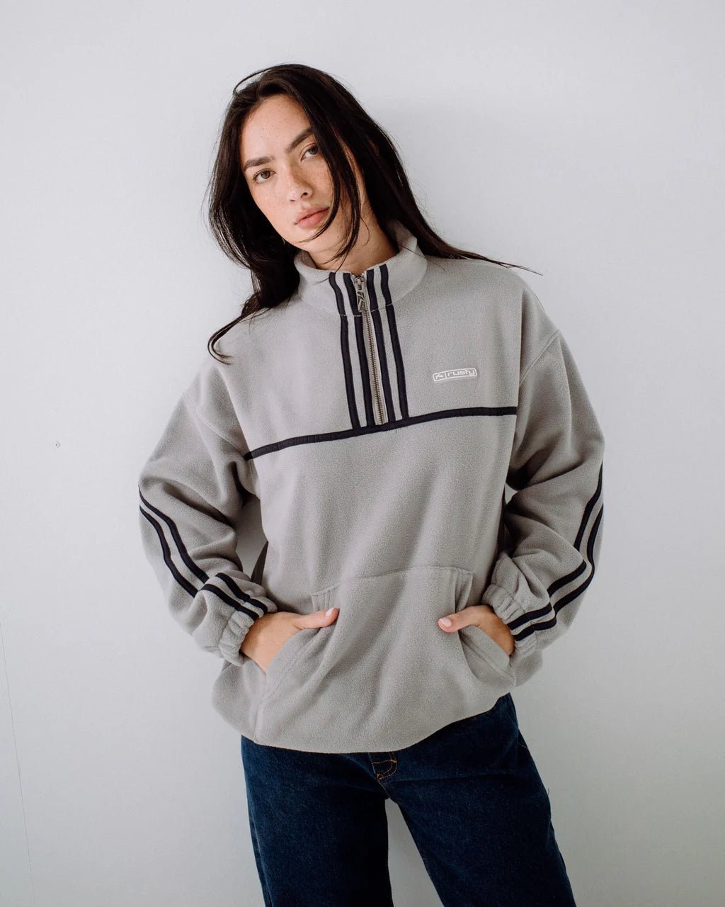 BIND ME UP CONTRAST POLAR FLEECE - RustyFTL0891-GREY / NAVY-06