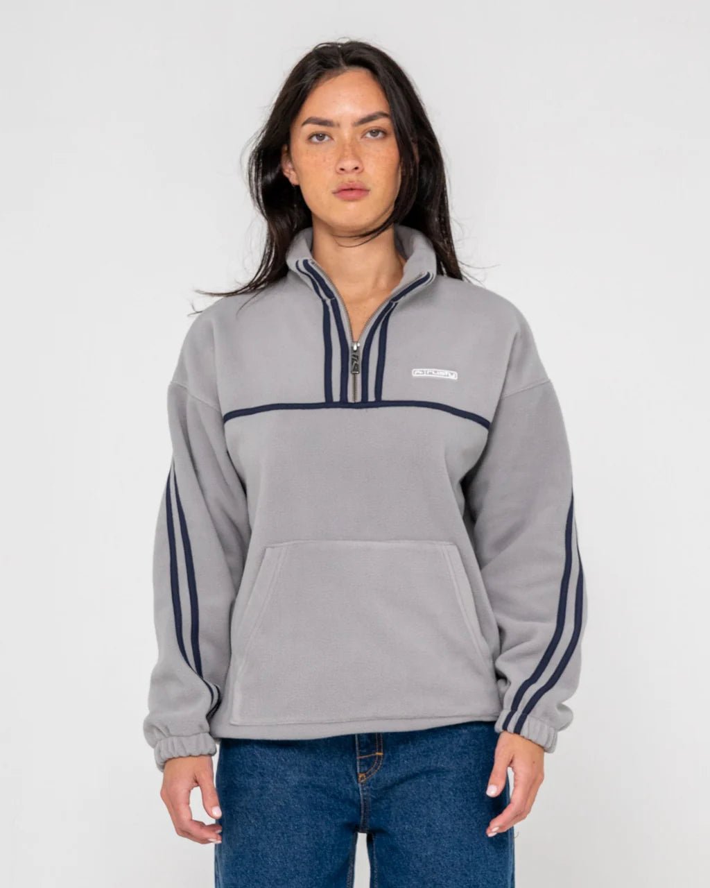 BIND ME UP CONTRAST POLAR FLEECE - RustyFTL0891-GREY / NAVY-06