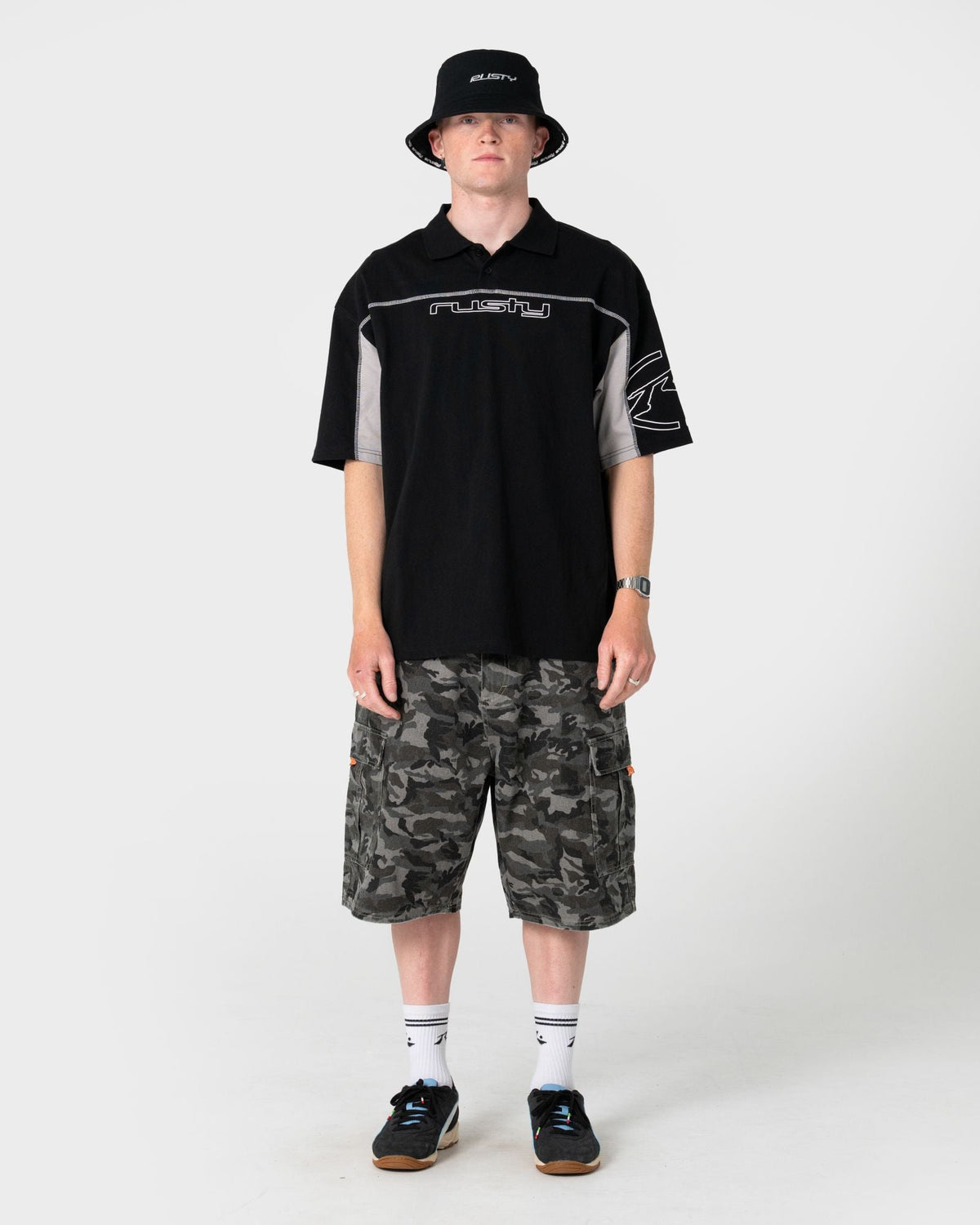 BLACK LIST REVERSIBLE BUCKET HAT -RustyHHM0553-BLACK-S/M