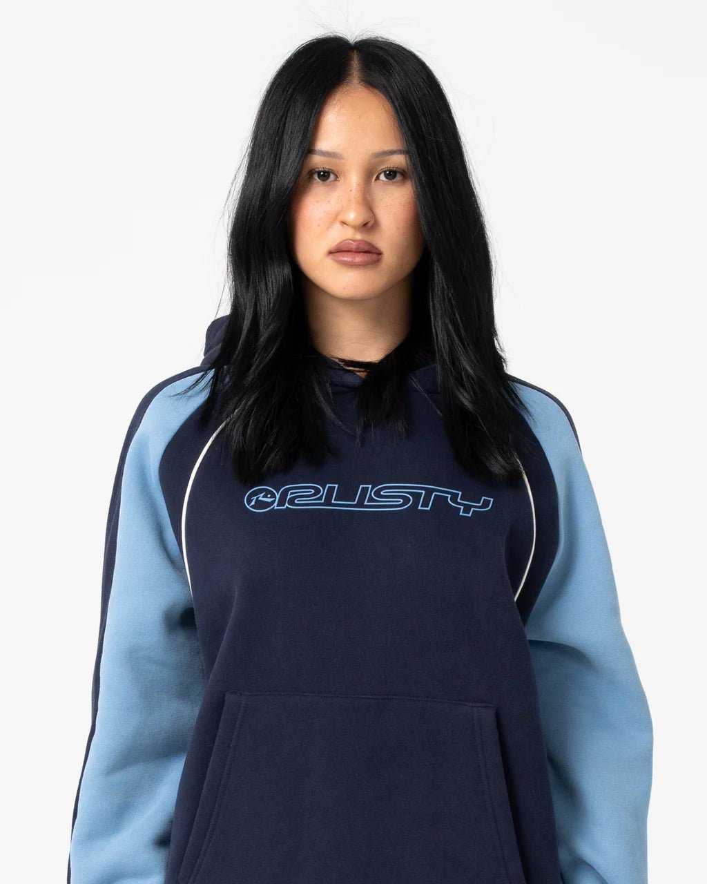 BLACK SPLICE OVERSIZED HOODED FLEECE - RustyFTL0899-NAVY / BLUE-6