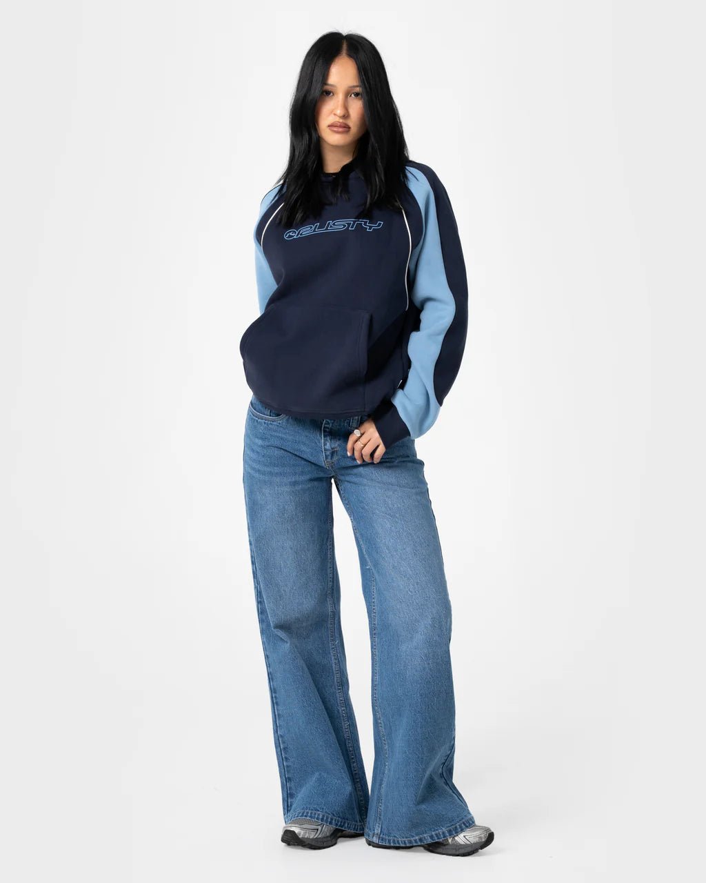 BLACK SPLICE OVERSIZED HOODED FLEECE - RustyFTL0899-NAVY / BLUE-6
