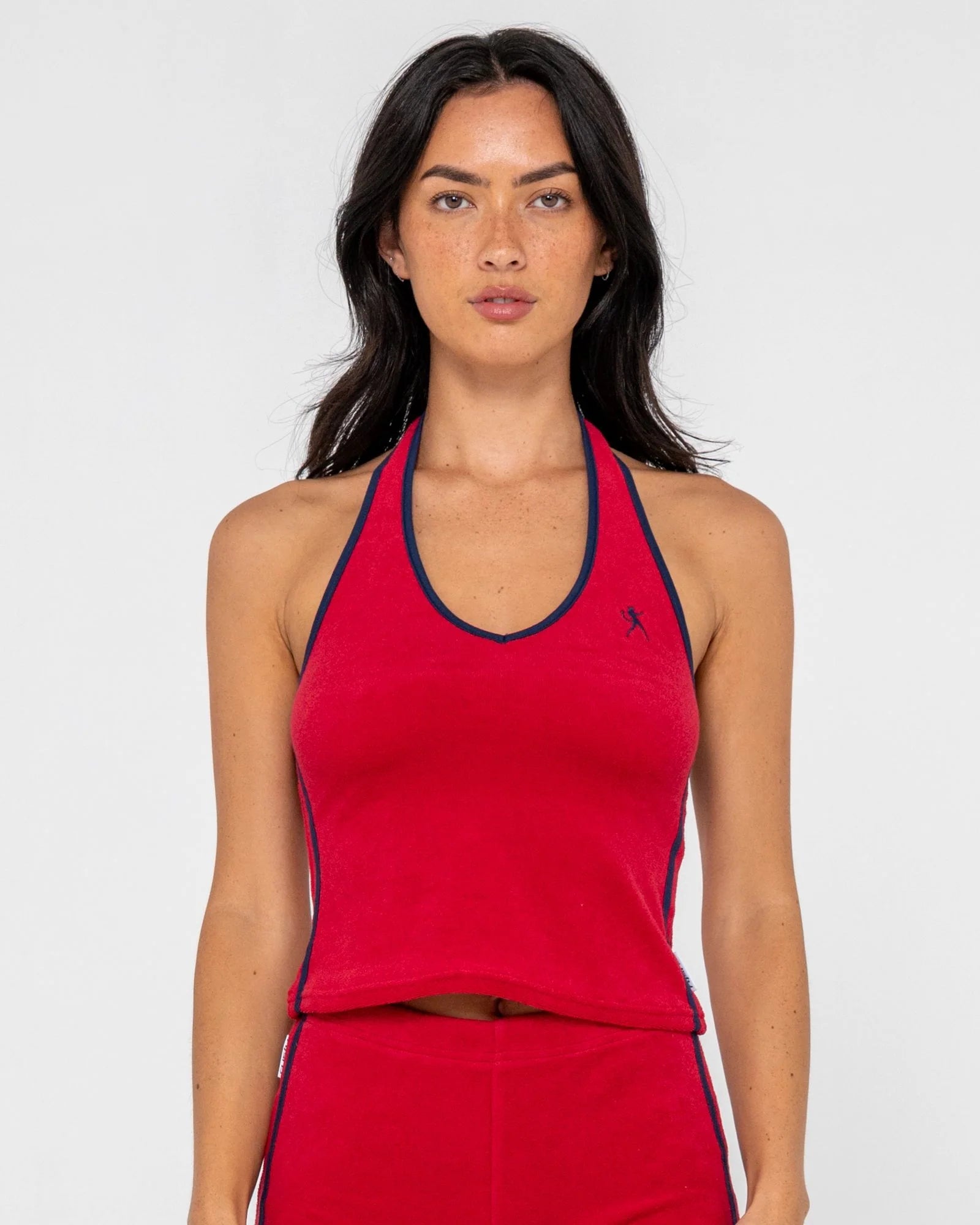 BODHI TOWELLING HALTER NECK TOP - RustySCL0451-RED-6