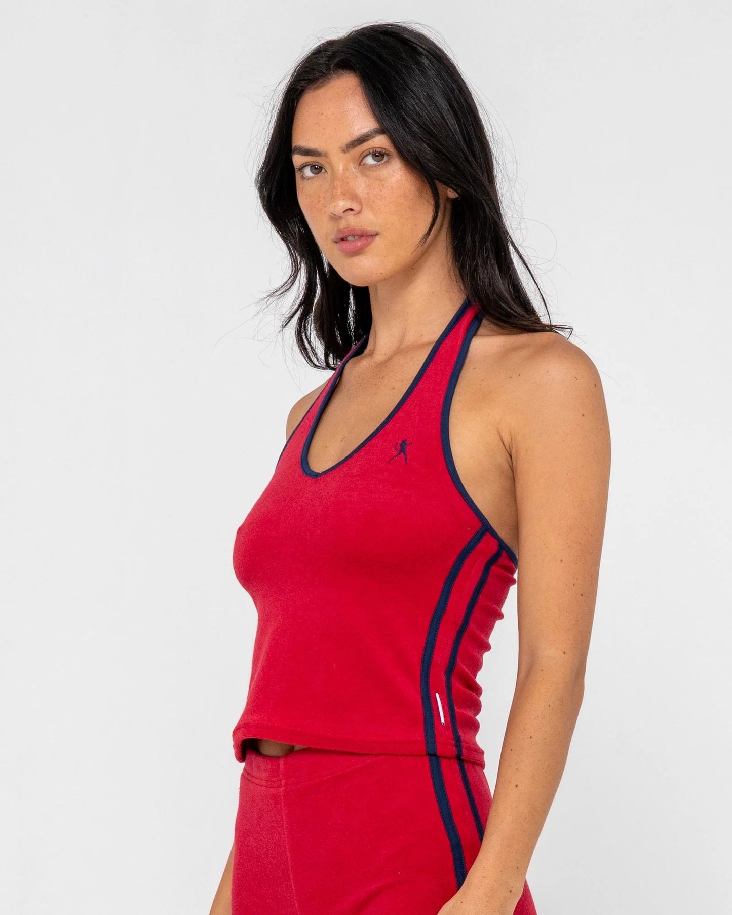 BODHI TOWELLING HALTER NECK TOP - RustySCL0451-RED-6