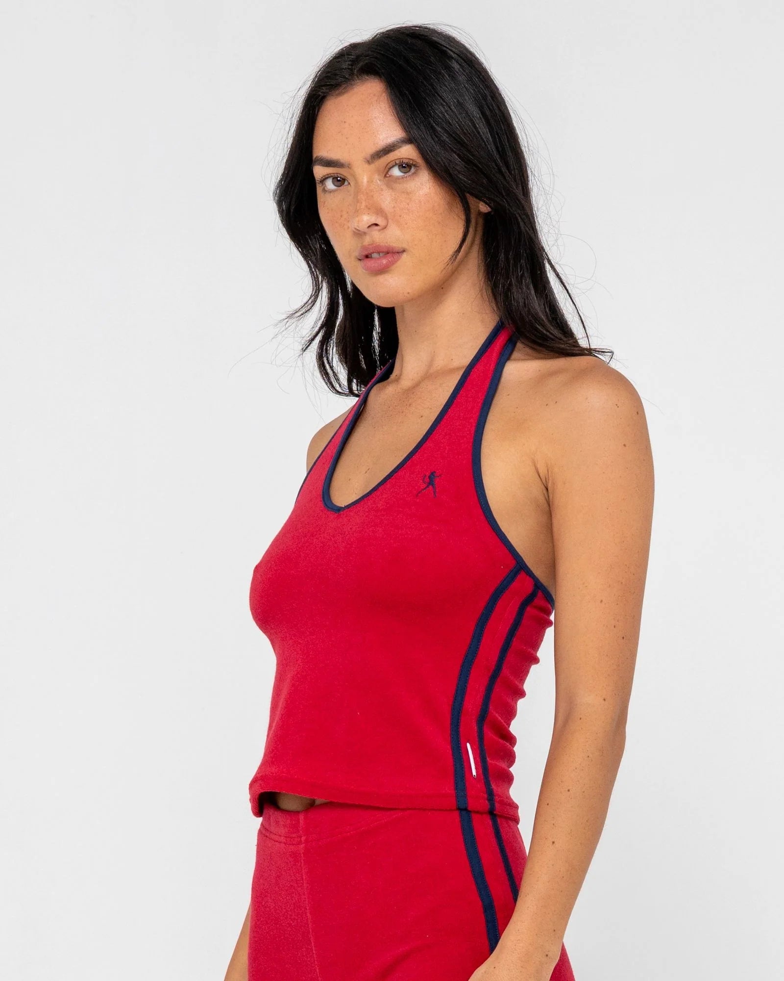 BODHI TOWELLING HALTER NECK TOP - RustySCL0451-RED-6