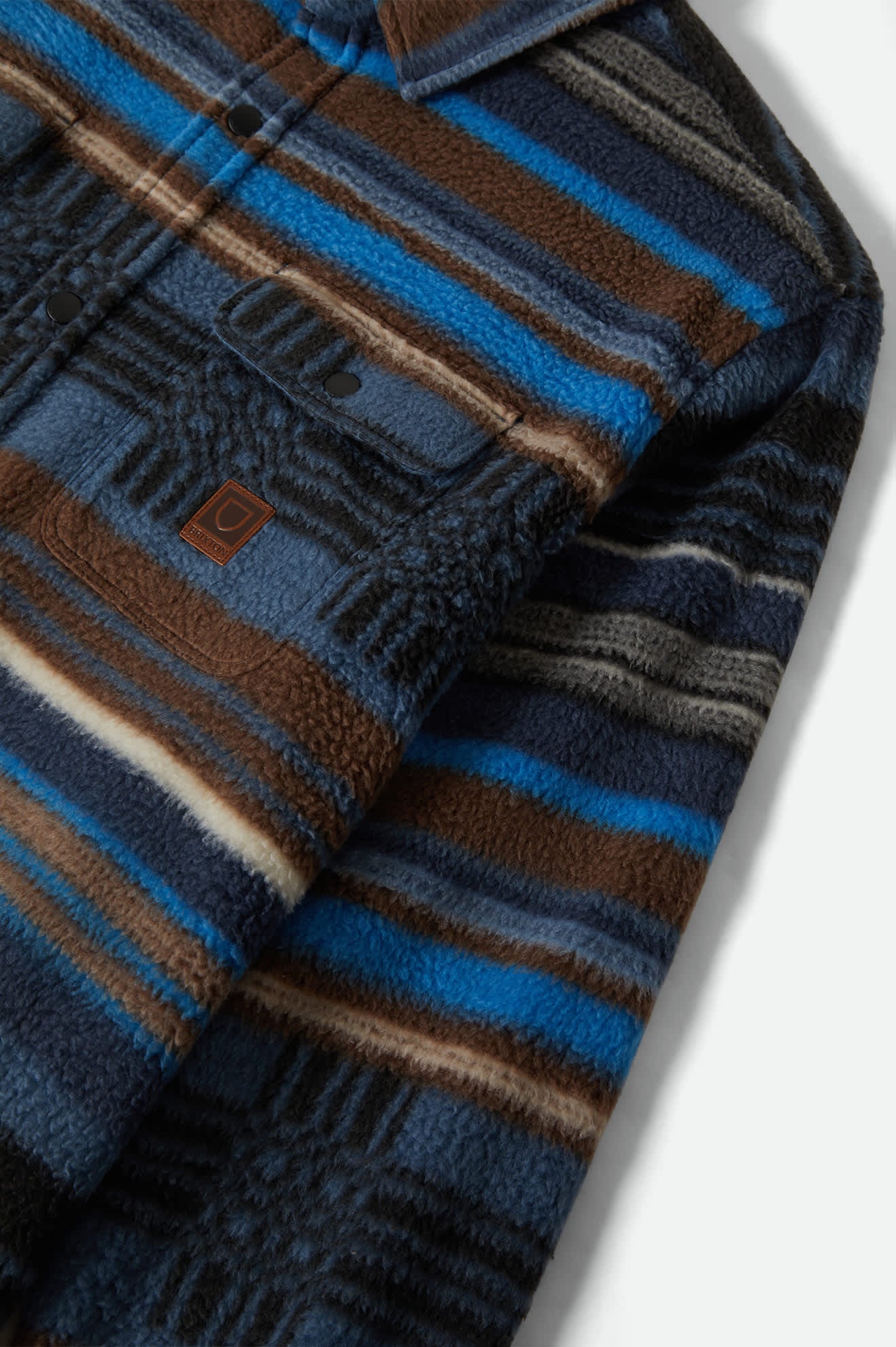 BOWERY L/S ARCTIC STRETCH FLEE - Brixton1221-MOOD INDIGO BLANKET STRIPE-M