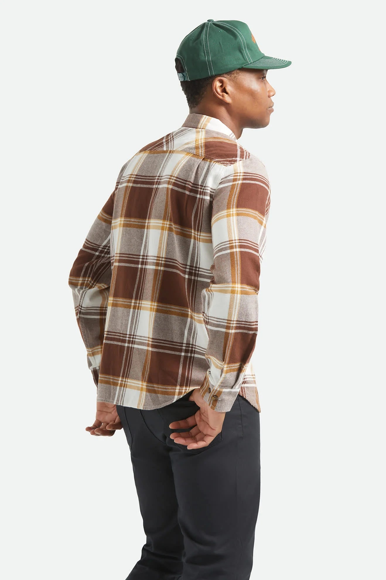 BOWERY LW ULTRA FLANNEL - Brixton1391-CHOCOLATE/OFF WHITE-S