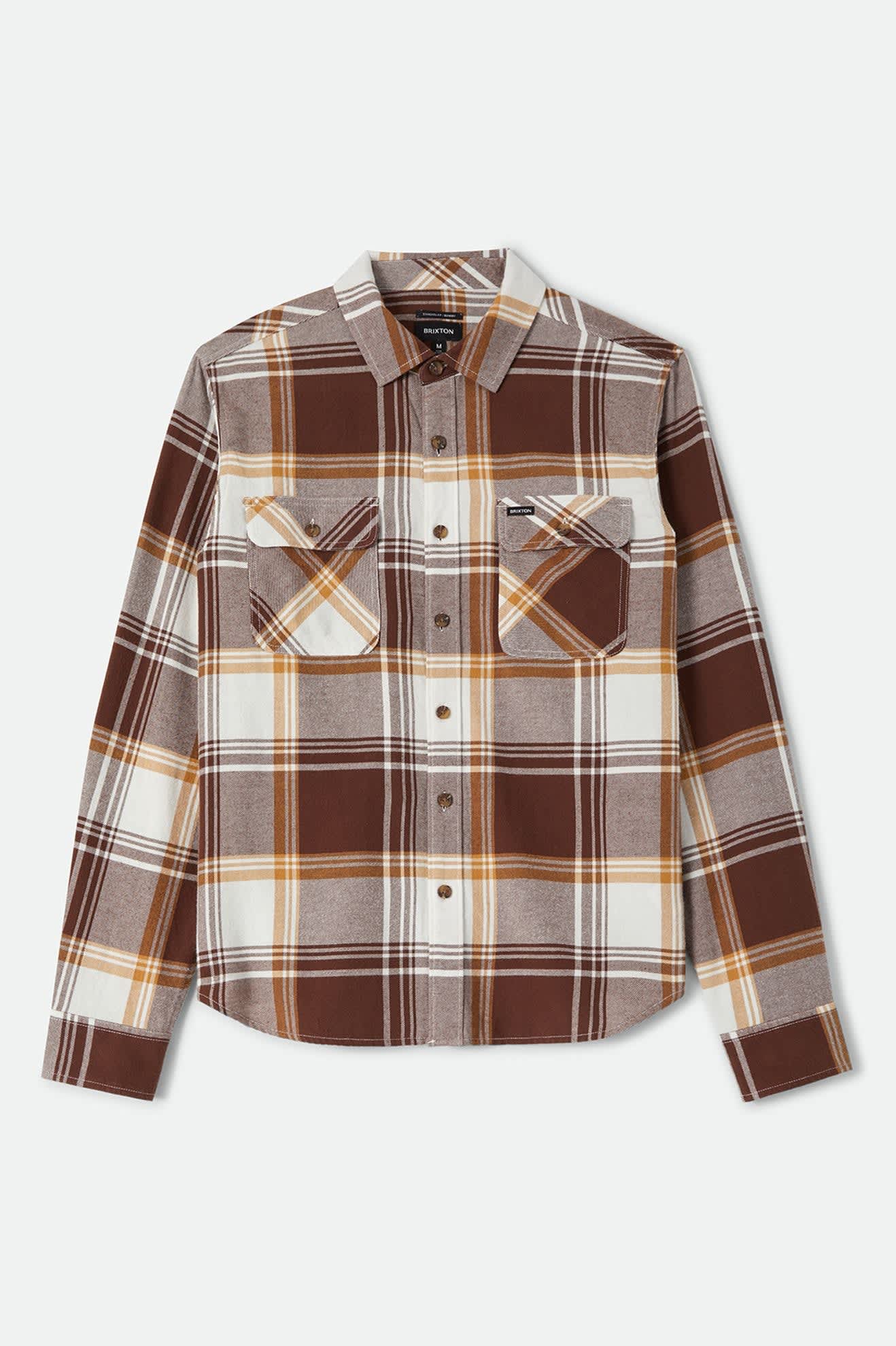 BOWERY LW ULTRA FLANNEL - Brixton1391-CHOCOLATE/OFF WHITE-S
