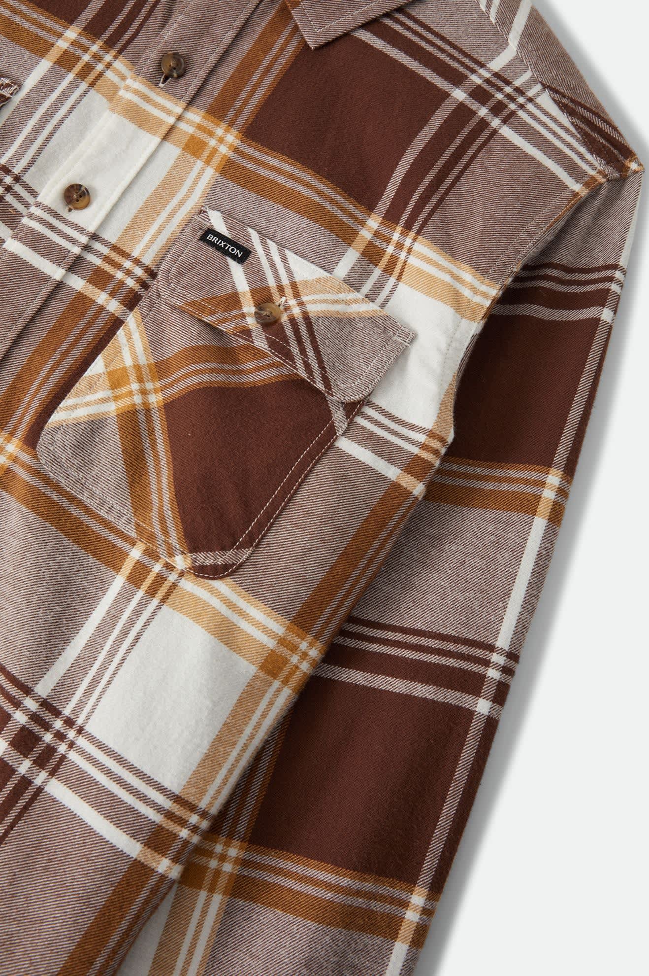 BOWERY LW ULTRA FLANNEL - Brixton1391-CHOCOLATE/OFF WHITE-S