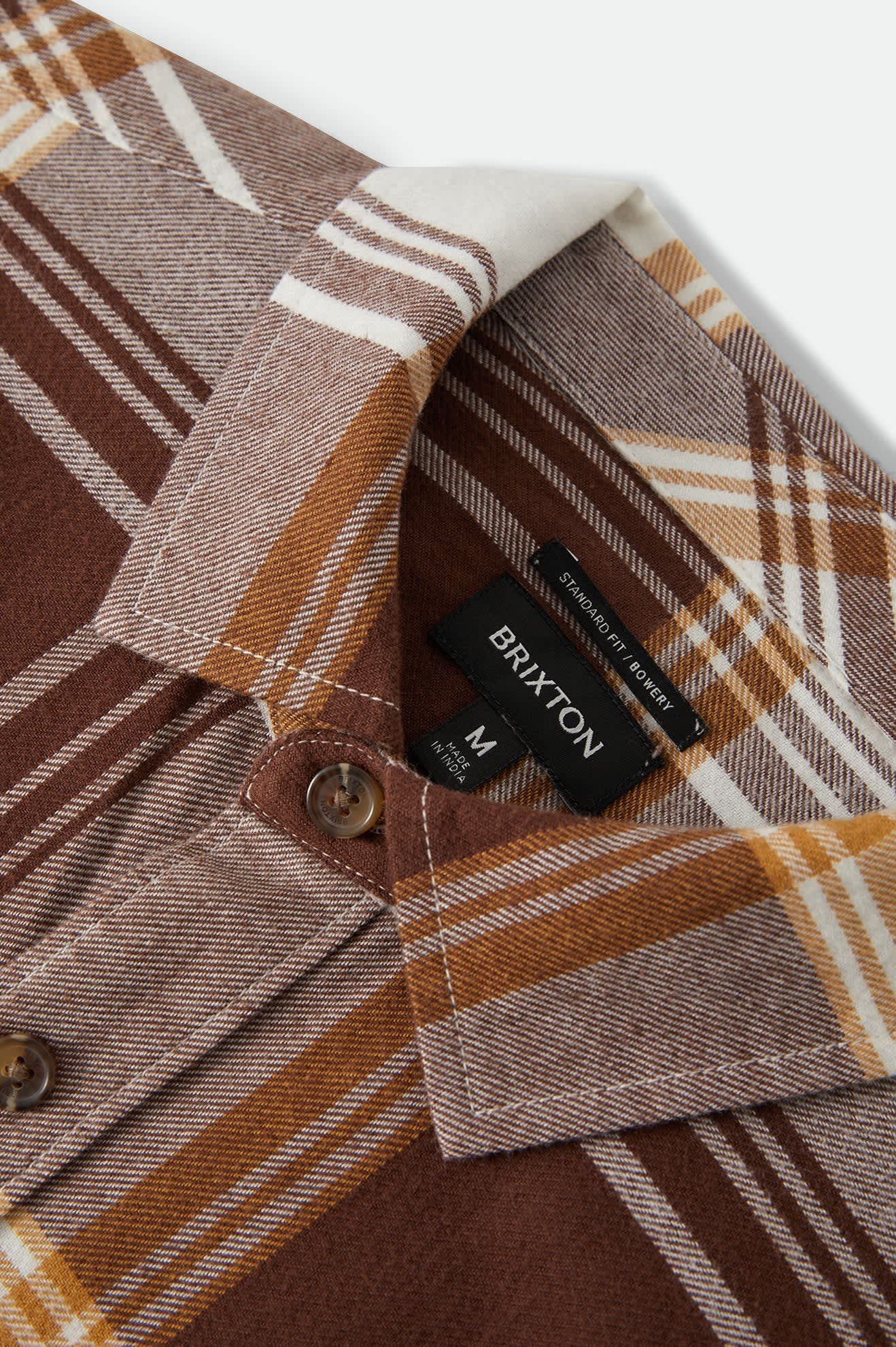 BOWERY LW ULTRA FLANNEL - Brixton1391-CHOCOLATE/OFF WHITE-S