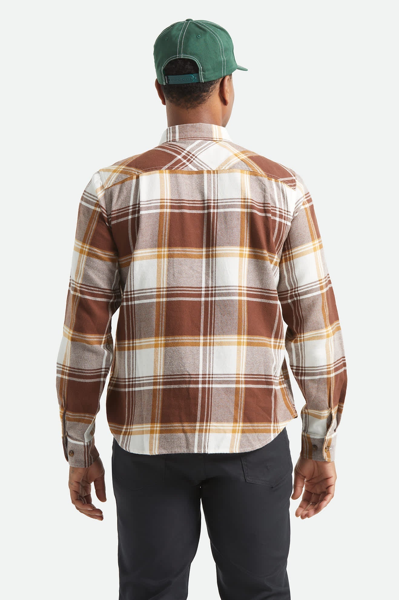 BOWERY LW ULTRA FLANNEL - Brixton1391-CHOCOLATE/OFF WHITE-S