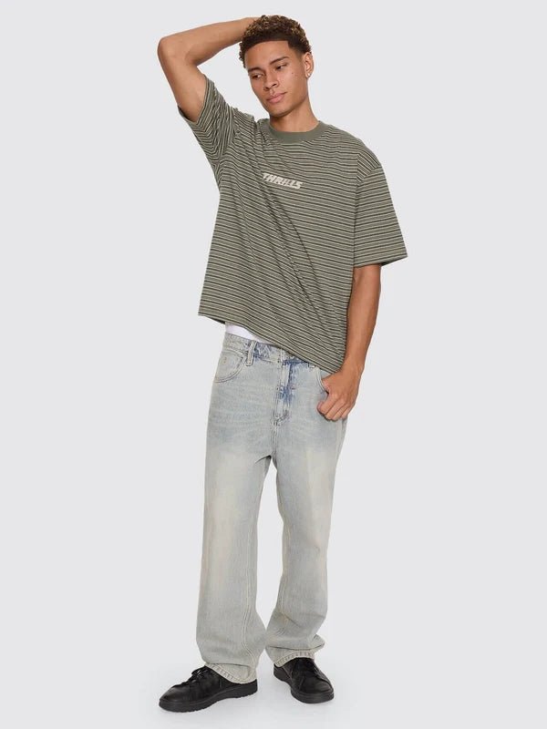 Built To Last Stripe Oversize Box Crop Tee -ThrillsTH26-113F-Beetle-S