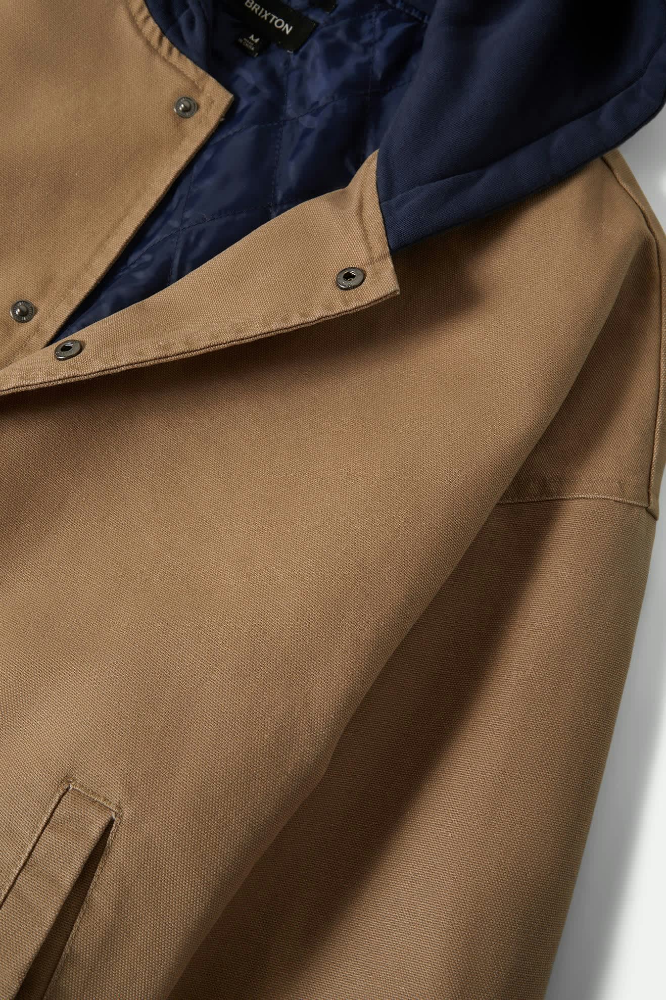 CANVAS HOODED BOMBER JKT - Brixton3464-KHAKI/MOOD INDIGO-M