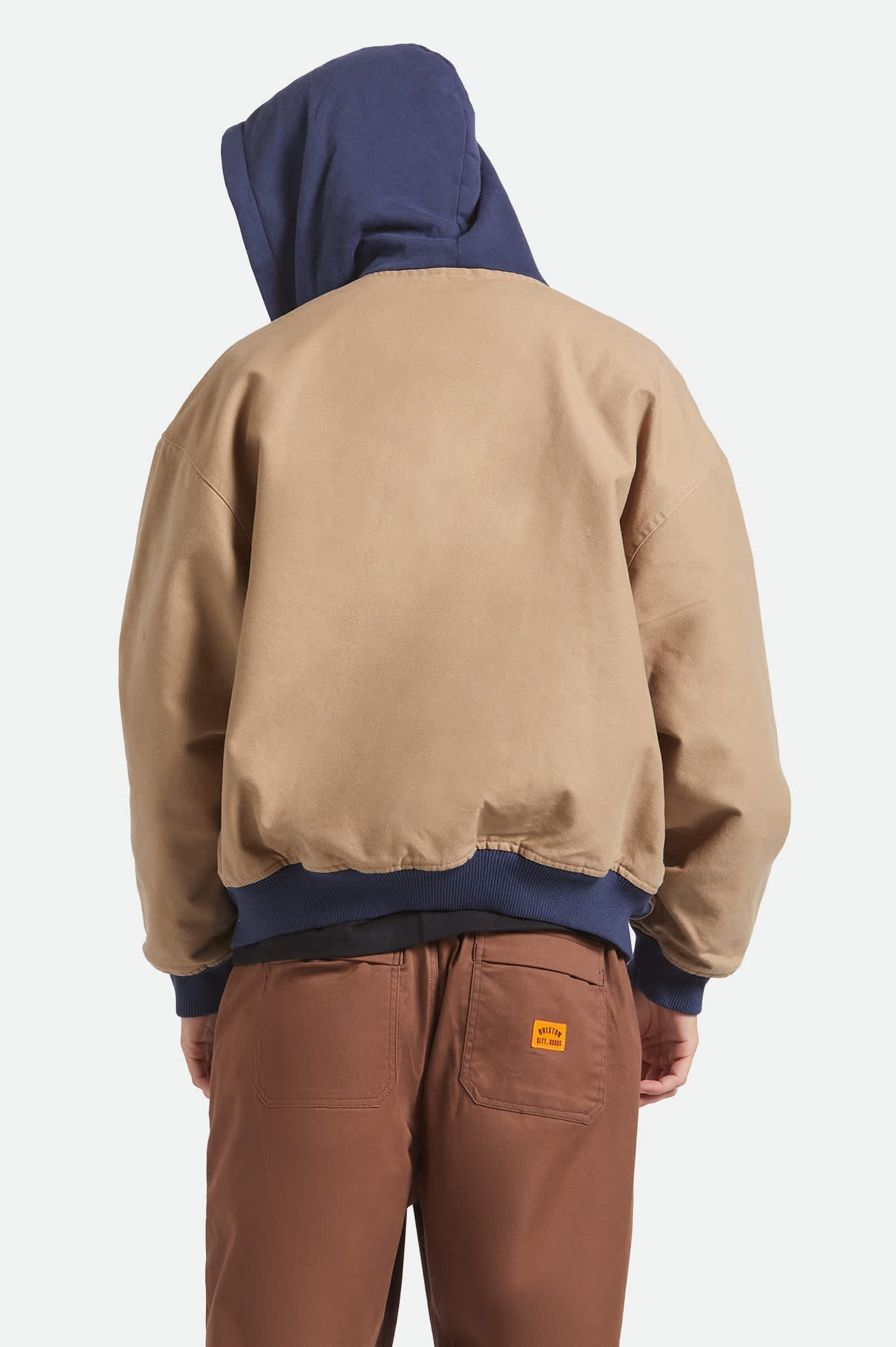 CANVAS HOODED BOMBER JKT - Brixton3464-KHAKI/MOOD INDIGO-M