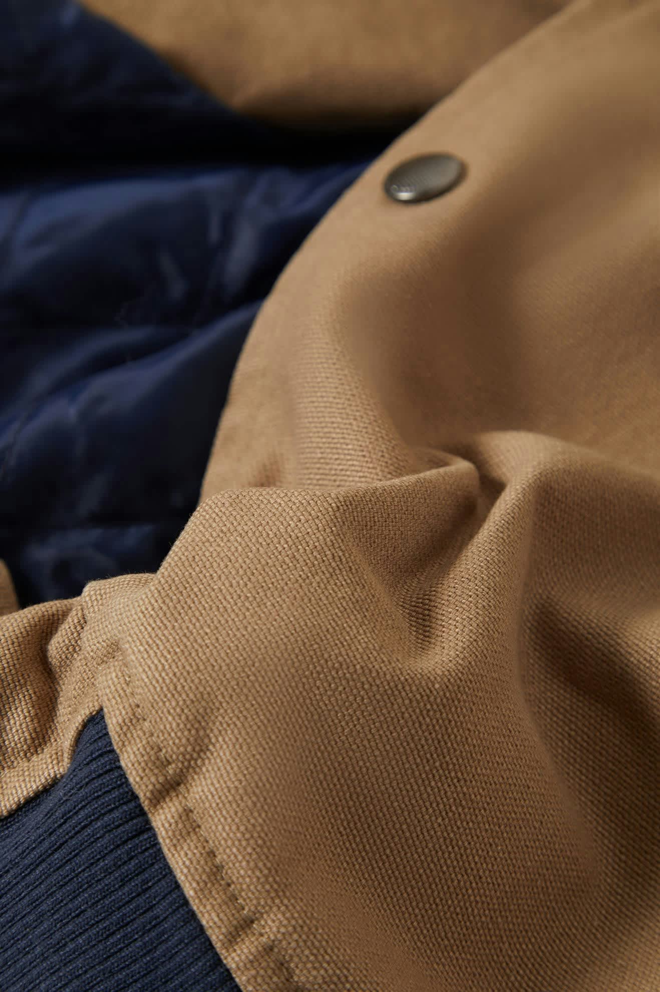 CANVAS HOODED BOMBER JKT - Brixton3464-KHAKI/MOOD INDIGO-M