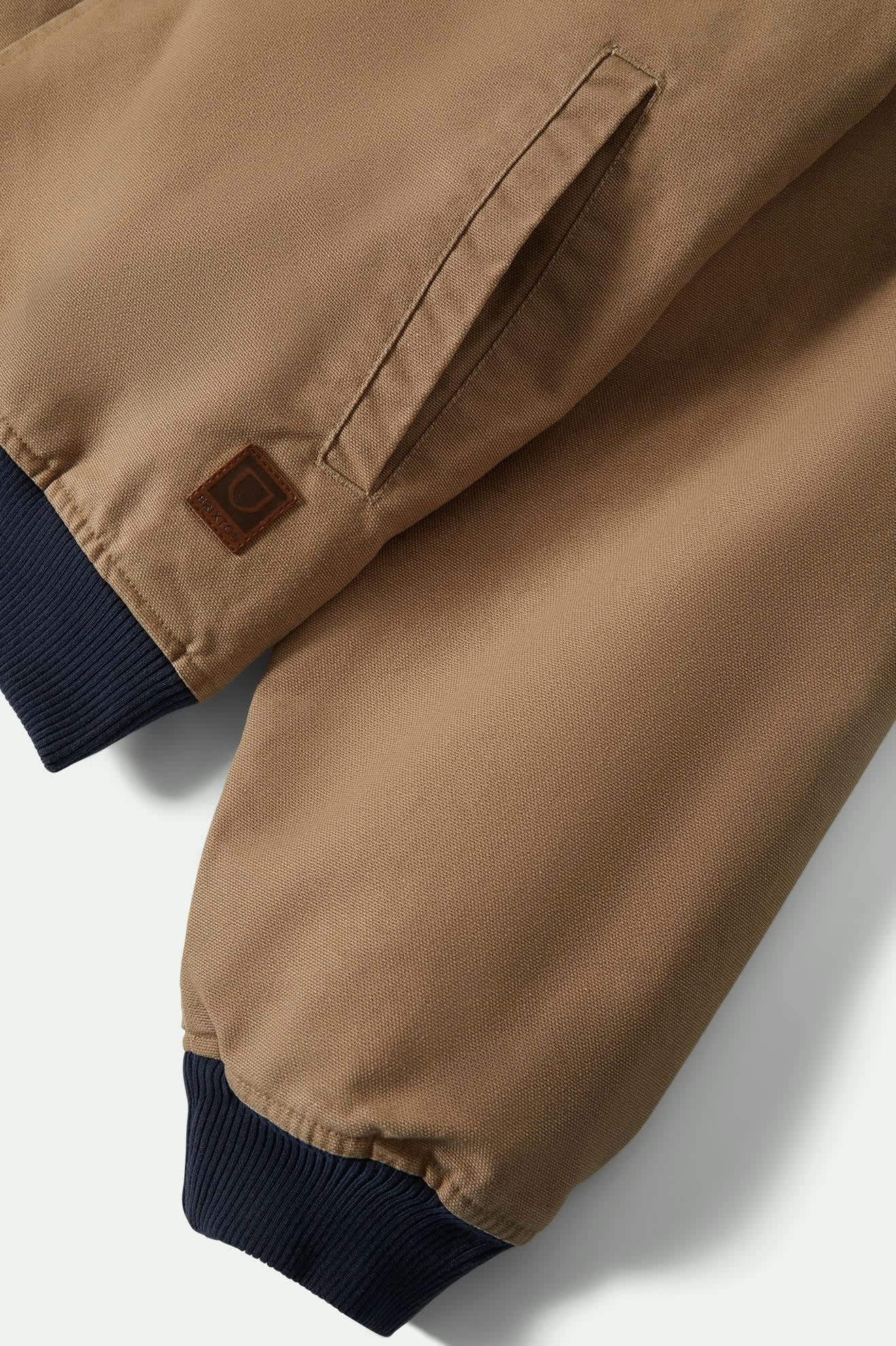 CANVAS HOODED BOMBER JKT - Brixton3464-KHAKI/MOOD INDIGO-M