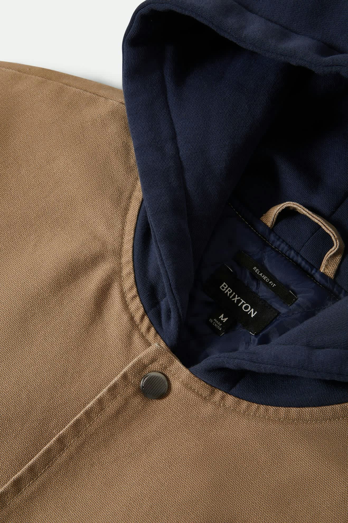 CANVAS HOODED BOMBER JKT - Brixton3464-KHAKI/MOOD INDIGO-M