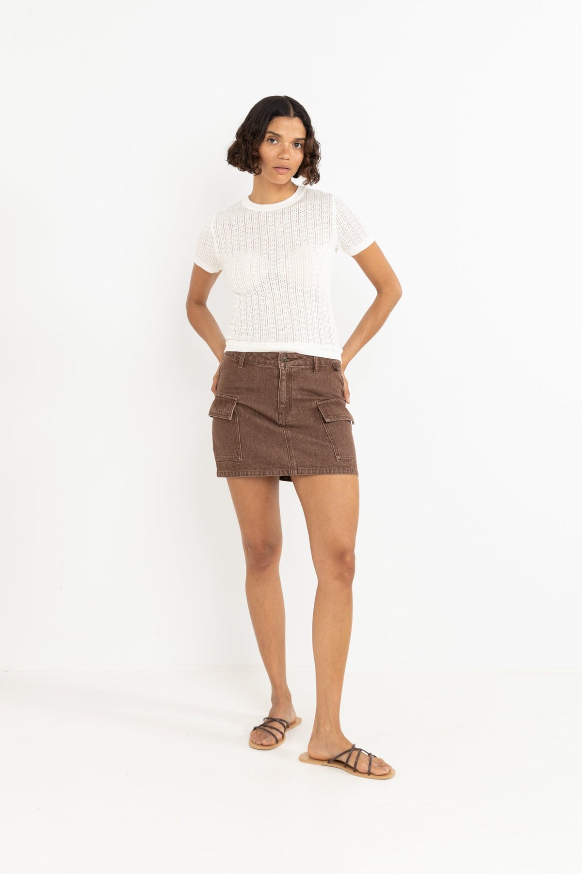 CARGO DENIM MINI SKIRT - Rhythm0725W - SK02 - DARK BROWN - 6