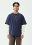 Chains - Recycled Heavyweight Layered Waffle Boxy Tee - AfendsM262061-WASHED DEEP SEA-XS