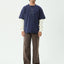 Chains - Recycled Heavyweight Layered Waffle Boxy Tee - AfendsM262061-WASHED DEEP SEA-XS