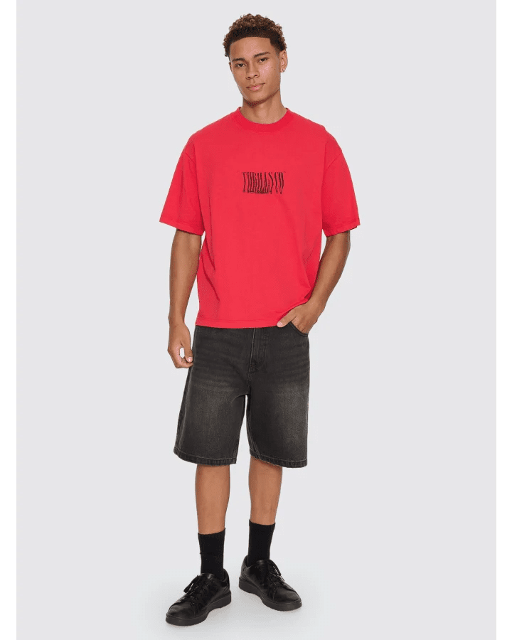 Chaotic Interventions Oversize Box Crop Tee -ThrillsTH26-129H-Winning Red-S