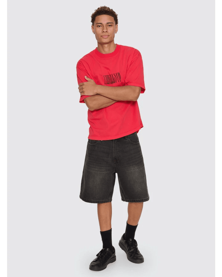 Chaotic Interventions Oversize Box Crop Tee -ThrillsTH26-129H-Winning Red-S