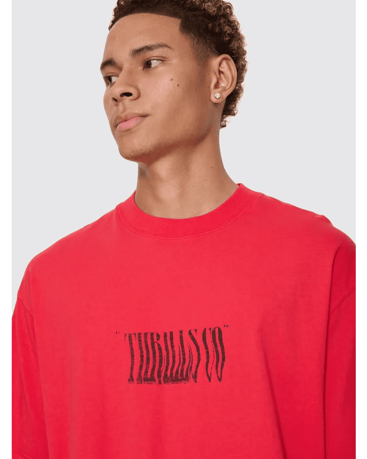 Chaotic Interventions Oversize Box Crop Tee -ThrillsTH26-129H-Winning Red-S
