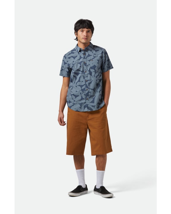 CHARTER PRINT S/S WVN - Brixton01218 - WASHED NAVY/ AZURE BLUE FLORAL - M