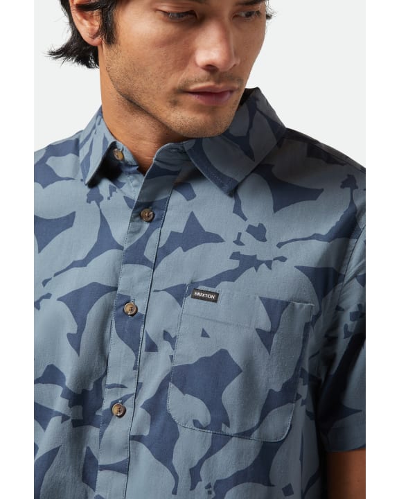 CHARTER PRINT S/S WVN - Brixton01218 - WASHED NAVY/ AZURE BLUE FLORAL - M