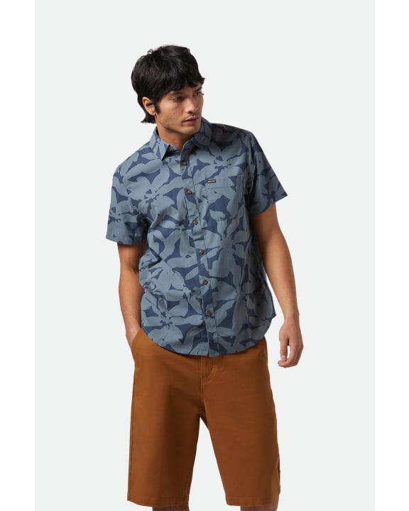 CHARTER PRINT S/S WVN - Brixton01218 - WASHED NAVY/ AZURE BLUE FLORAL - M