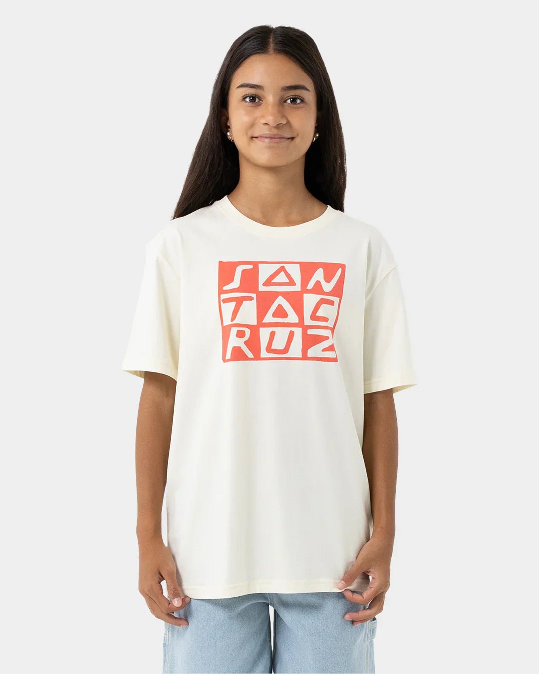 CHECKER BLOCK FRONT SHORT SLEEVE TEE - Santa CruzSG225-SS03-CREAM-8