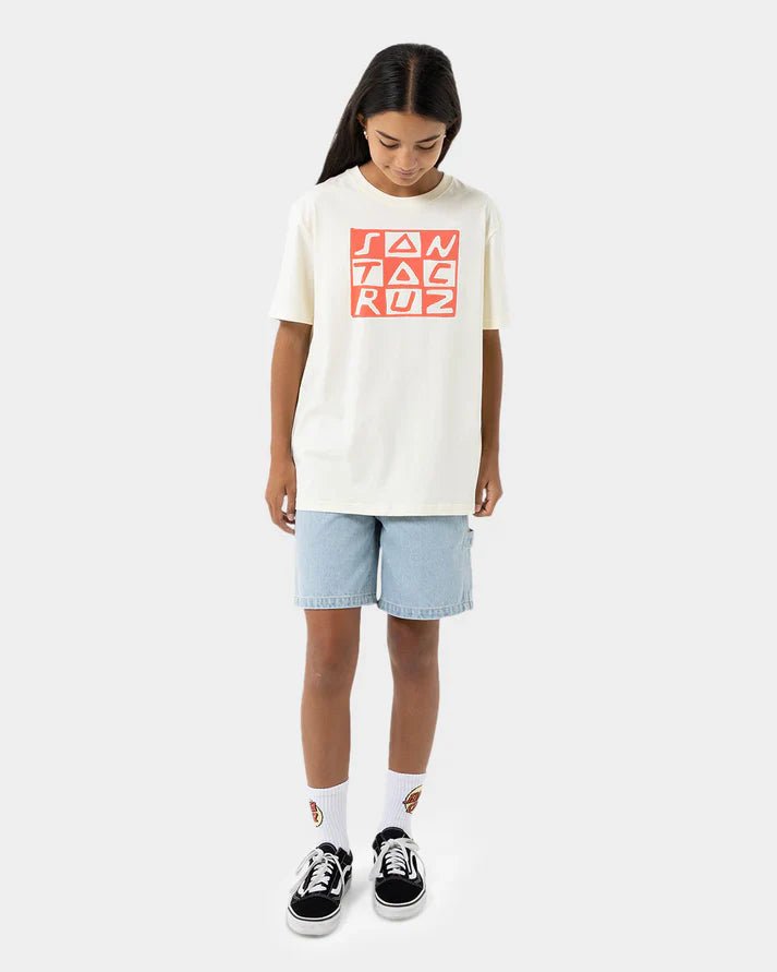CHECKER BLOCK FRONT SHORT SLEEVE TEE - Santa CruzSG225-SS03-CREAM-8