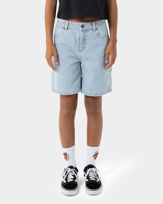 CHECKER HEART DOT CARPENTER JEAN SHORTS