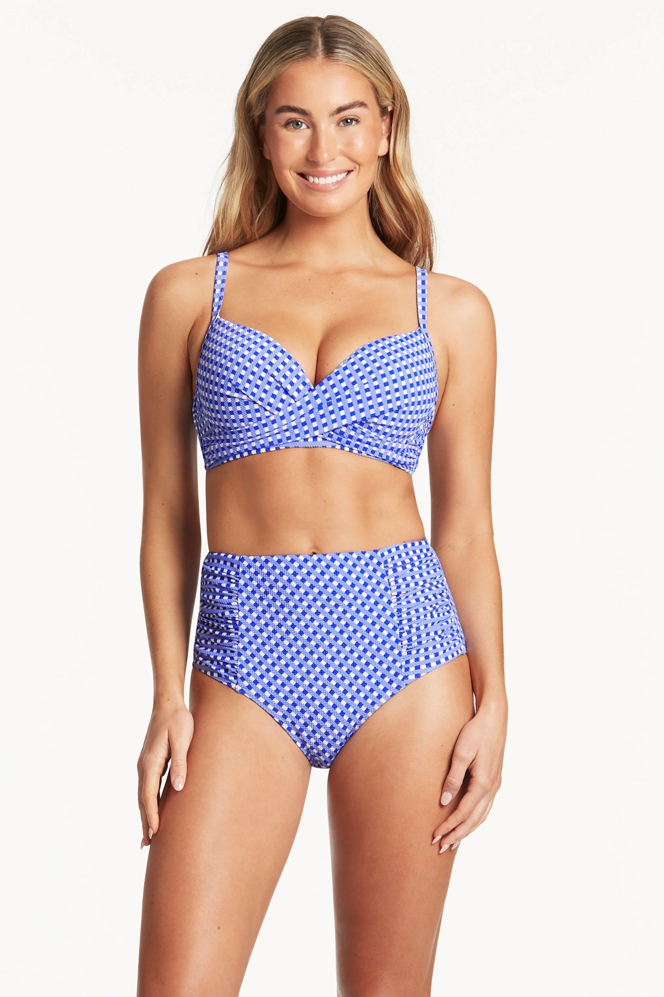Checkmate High Waist Gathered Side Pant - Sea LevelSL4140CK - Cobalt - 10