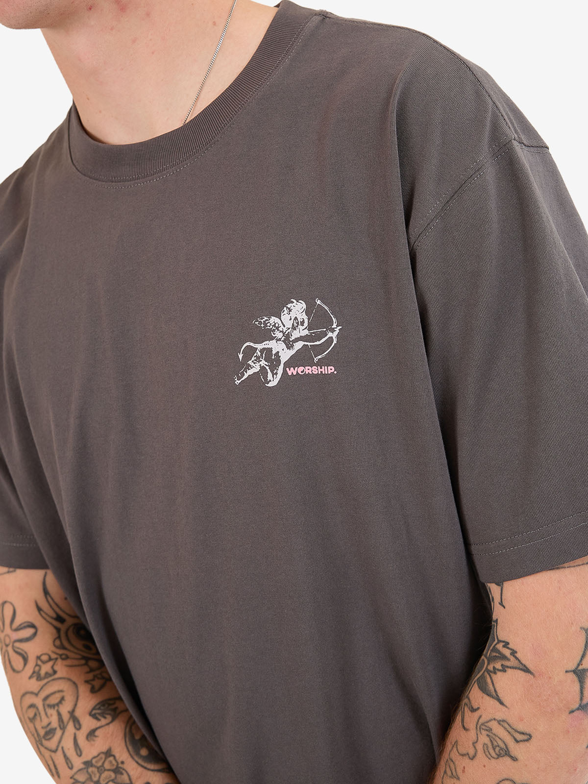 Cherub Tee - WorshipPH25 - 105BWW - S - Worn Black