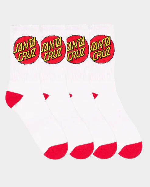 Classic Dot 4 Pack Crew Sock - Santa CruzSM1221601WHT - White - 7to11
