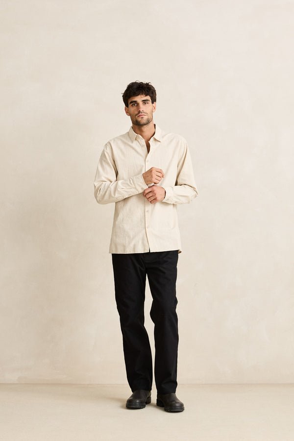 CLASSIC LINEN LS SHIRT - RhythmCLA24M-WT01-SAND-S