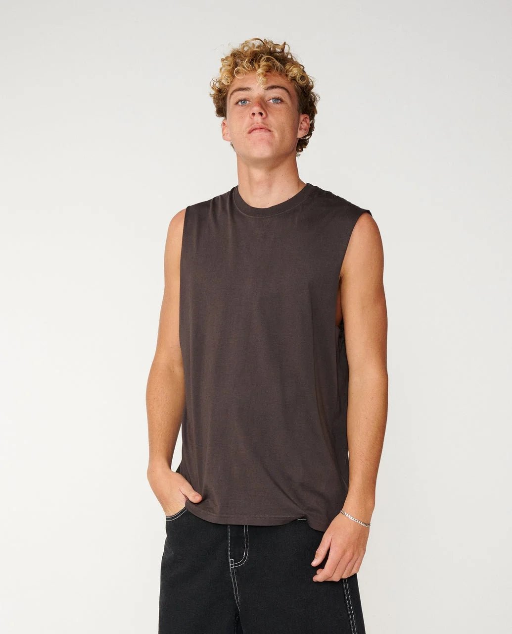 CLASSIC SURF WASH MUSCLE -Rip Curl12MMTE-Washed Black-XS