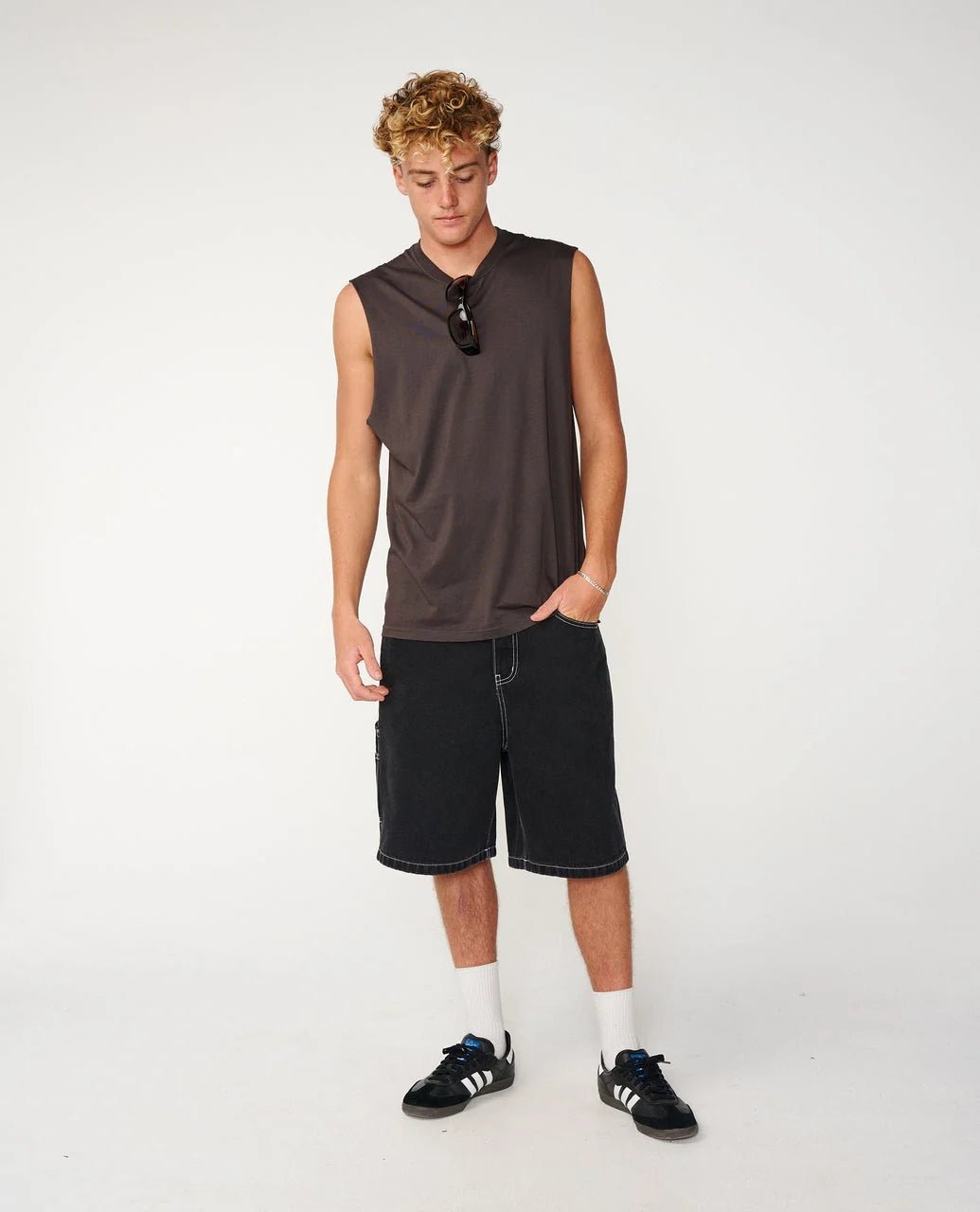 CLASSIC SURF WASH MUSCLE -Rip Curl12MMTE-Washed Black-XS