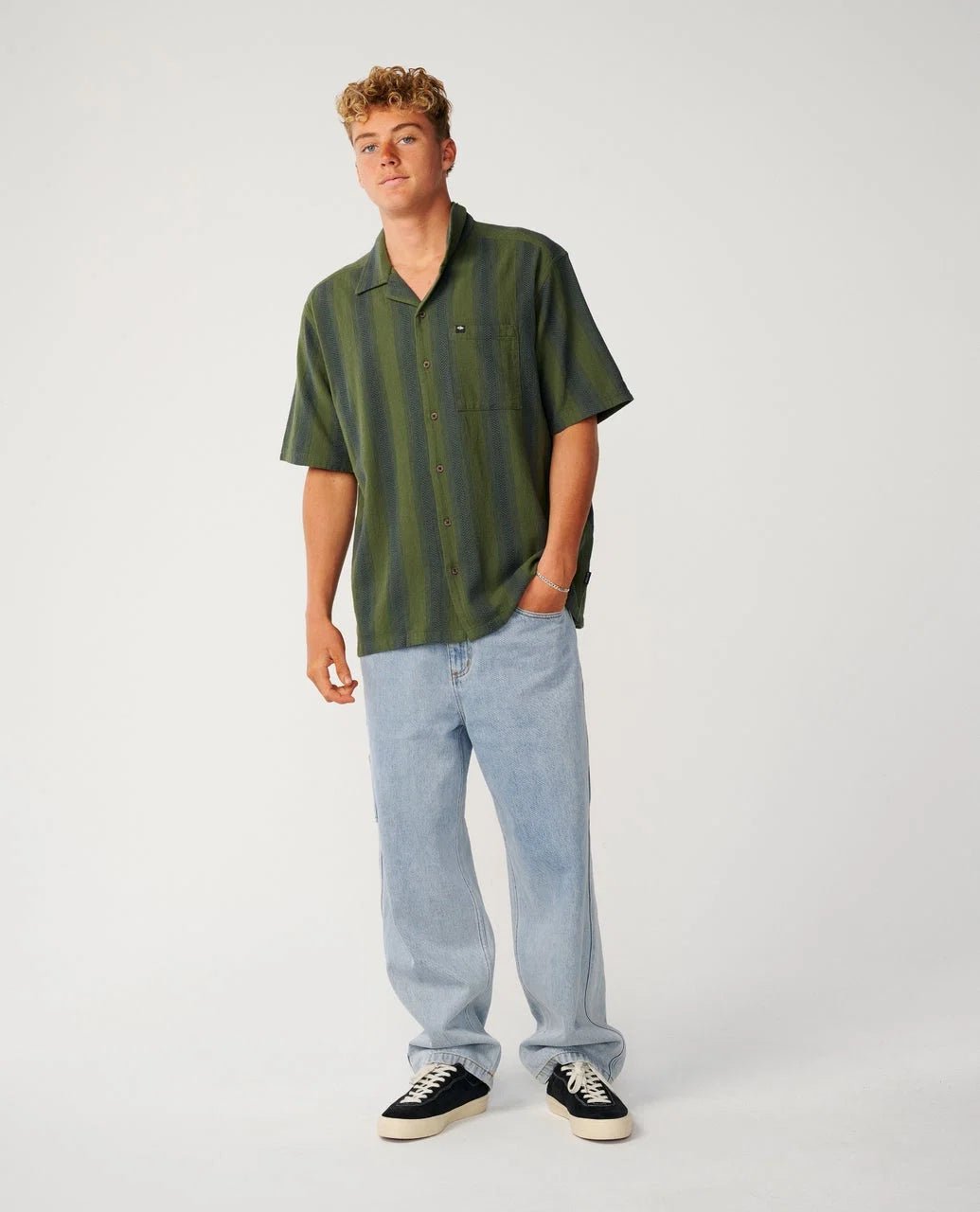 CLASSIC SURF WEAVER S/S SHIRT -Rip Curl06RMSH-DARK OLIVE-S